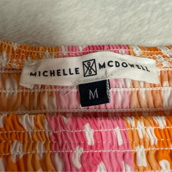 Michelle McDowell size medium Multicolored Puff Sleeve Peplum Blouse - Picture 3 of 7